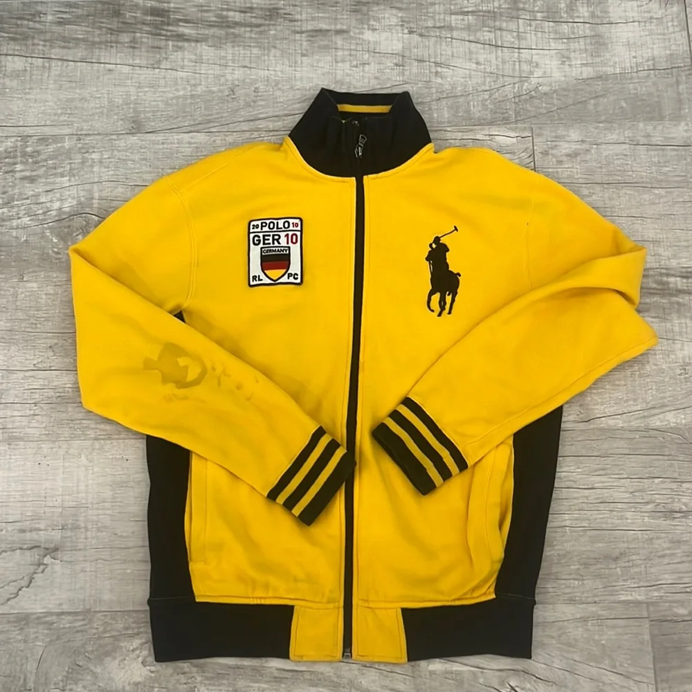 Polo Ralph Lauren Men's Yellow and Black Sweatshirt Germany Flag Size: M Vintage